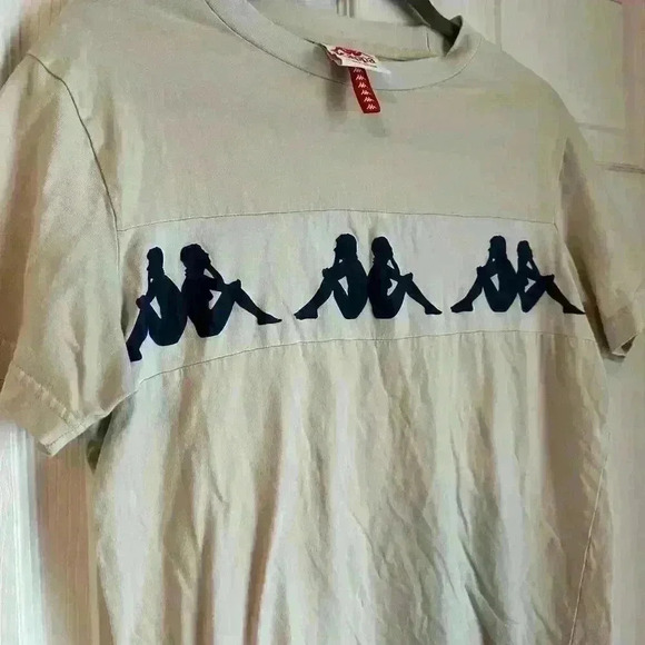 Kappa Logo T-Shirt Tan With Blue Logo Size Medium - Picture 5 of 5
